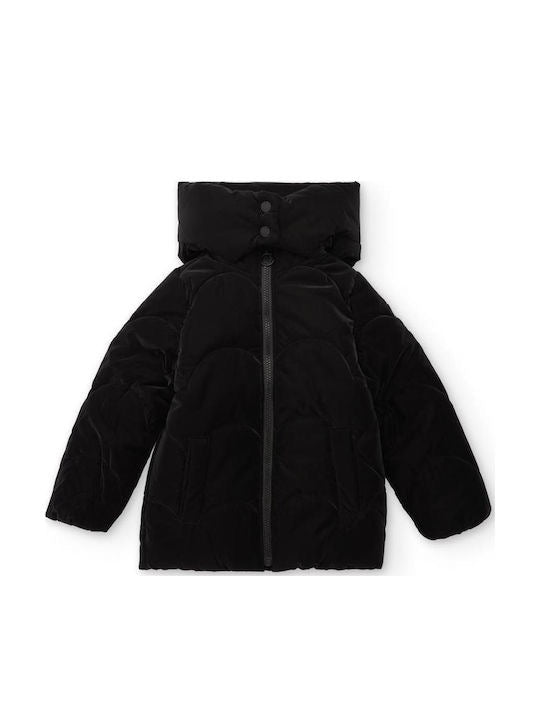 Nath KidsΠαιδικό Παλτό με Επένδυση & Κουκούλα Black
