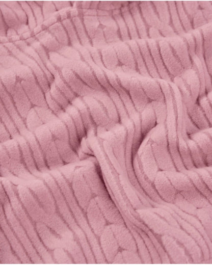Girls’ pink hoodie with cable knit texture