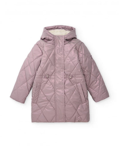 Girls’ pink quilted coat with hood