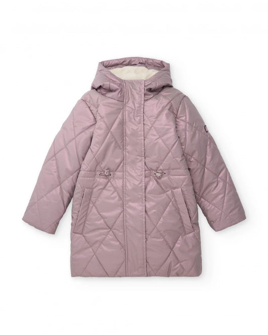 Girls’ pink quilted coat with hood