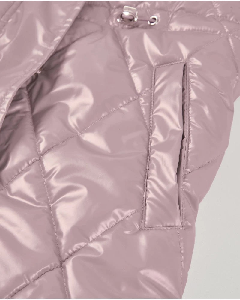 Girls’ pink quilted coat with hood