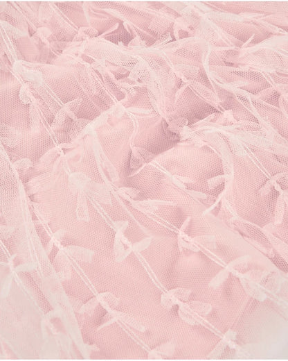 Girls’ pink tulle skirt with embroidery and elastic waistband