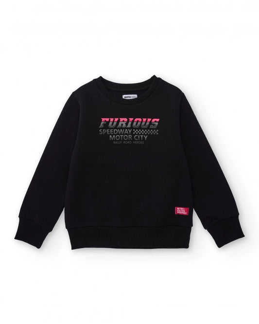 Black sweatshirt for boys with “Furious” print