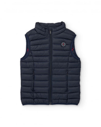 Boys’ padded navy blue gilet with front zip