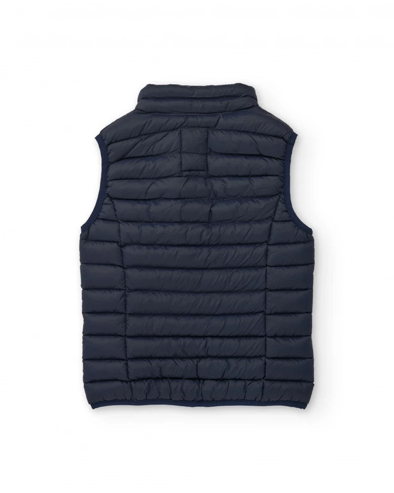 Boys’ padded navy blue gilet with front zip