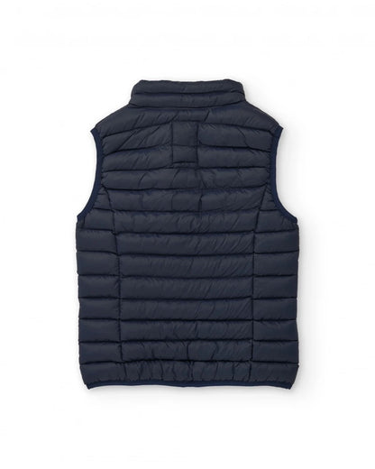 Boys’ padded navy blue gilet with front zip