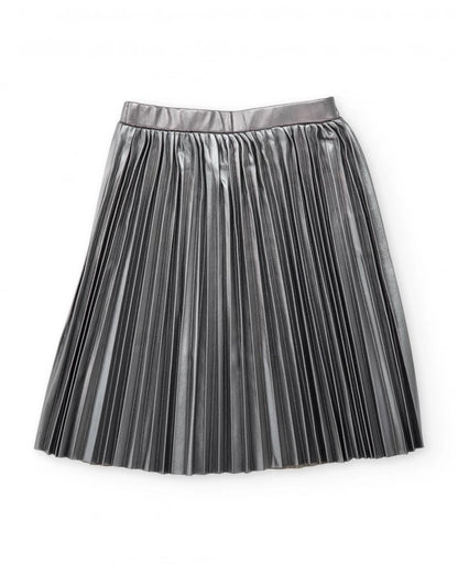 Girls’ silver pleated skirt with metallic effect