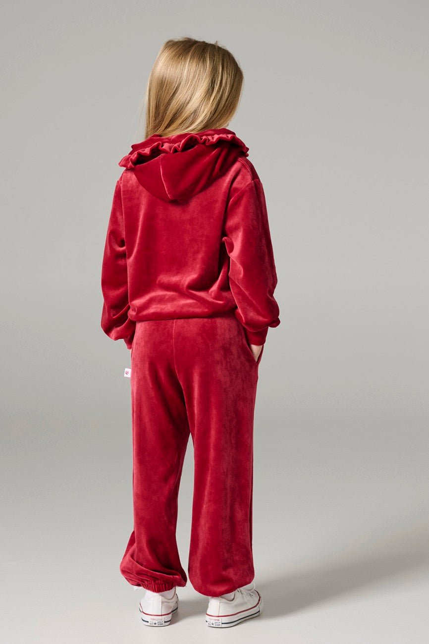 Melin Rose Σετ βελούδο με βολάν στη κουκούλα Κόκκινο
