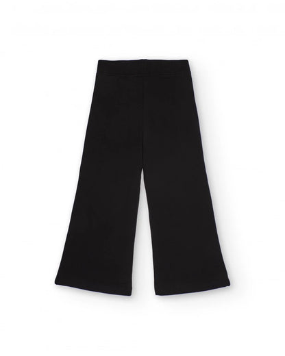 Black pants for girls with sequin floral appliqués