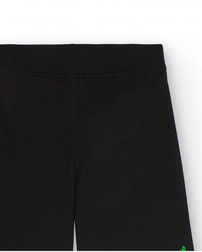 Black pants for girls with sequin floral appliqués