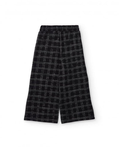 Girls’ black tweed trousers with grey checks