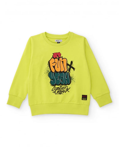 Lime green sweatshirt for boys with urban print