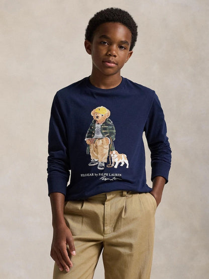 Polo Ralph Lauren Blue Boys Bear Graphic Print Long Sleeve T-Shirt